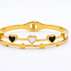 golden hearts harmony bracelet i gold polished anti tarnish stainless steel heart charm bracelet for women