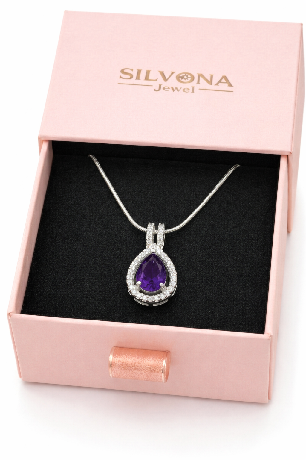 american diamond purple teardrop pendant necklace for women american diamond purple teardrop pendant necklace for women