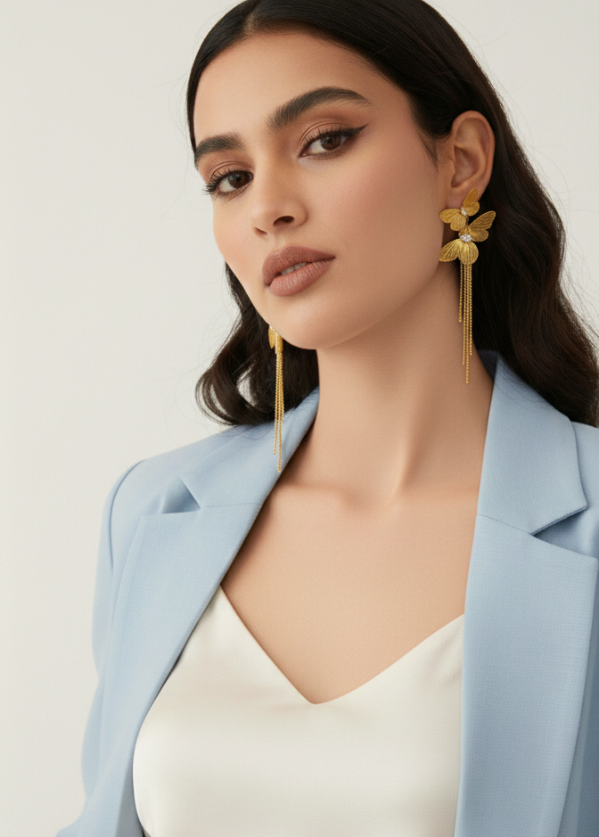golden floral drop earrings for women golden floral drop earrings for women