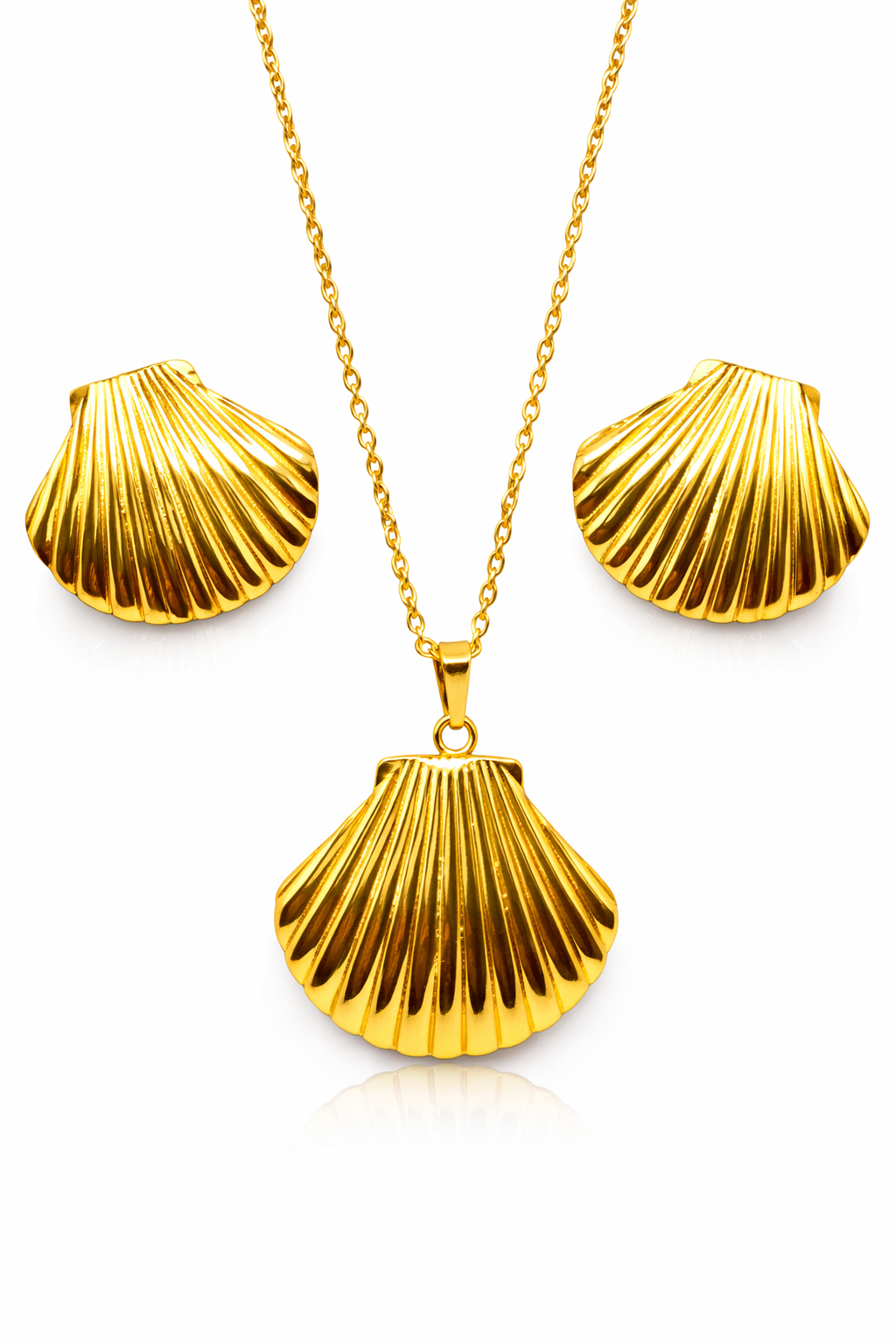 gold seashell necklace and earrings set for women gold seashell necklace and earrings set for women