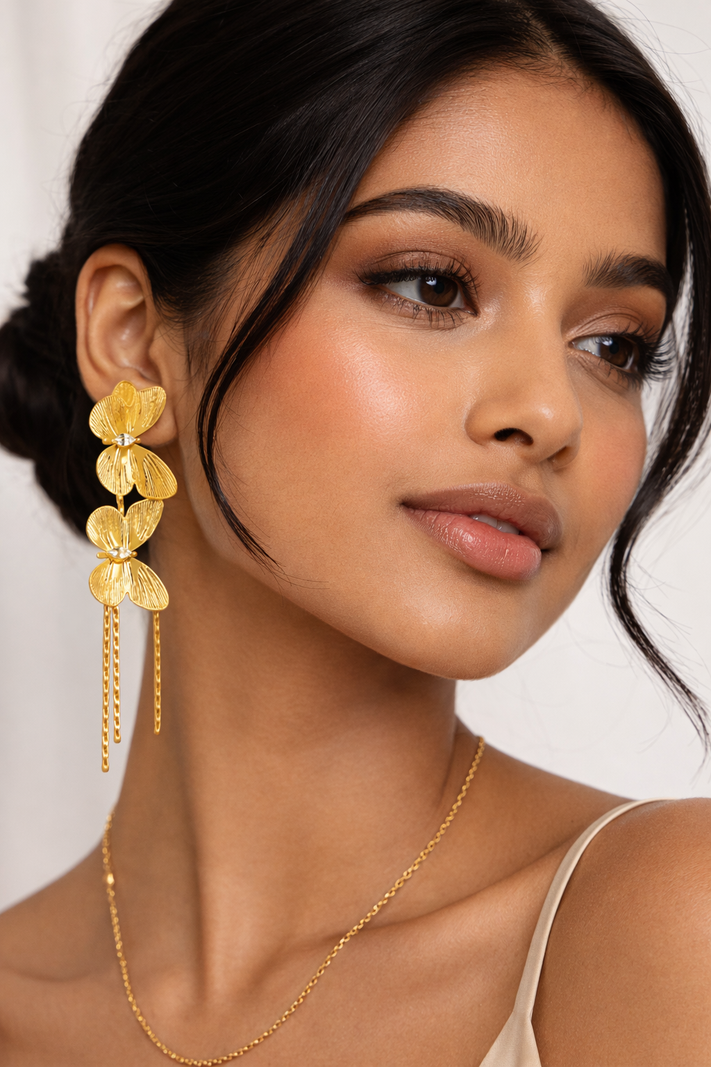 golden floral drop earrings for women golden floral drop earrings for women