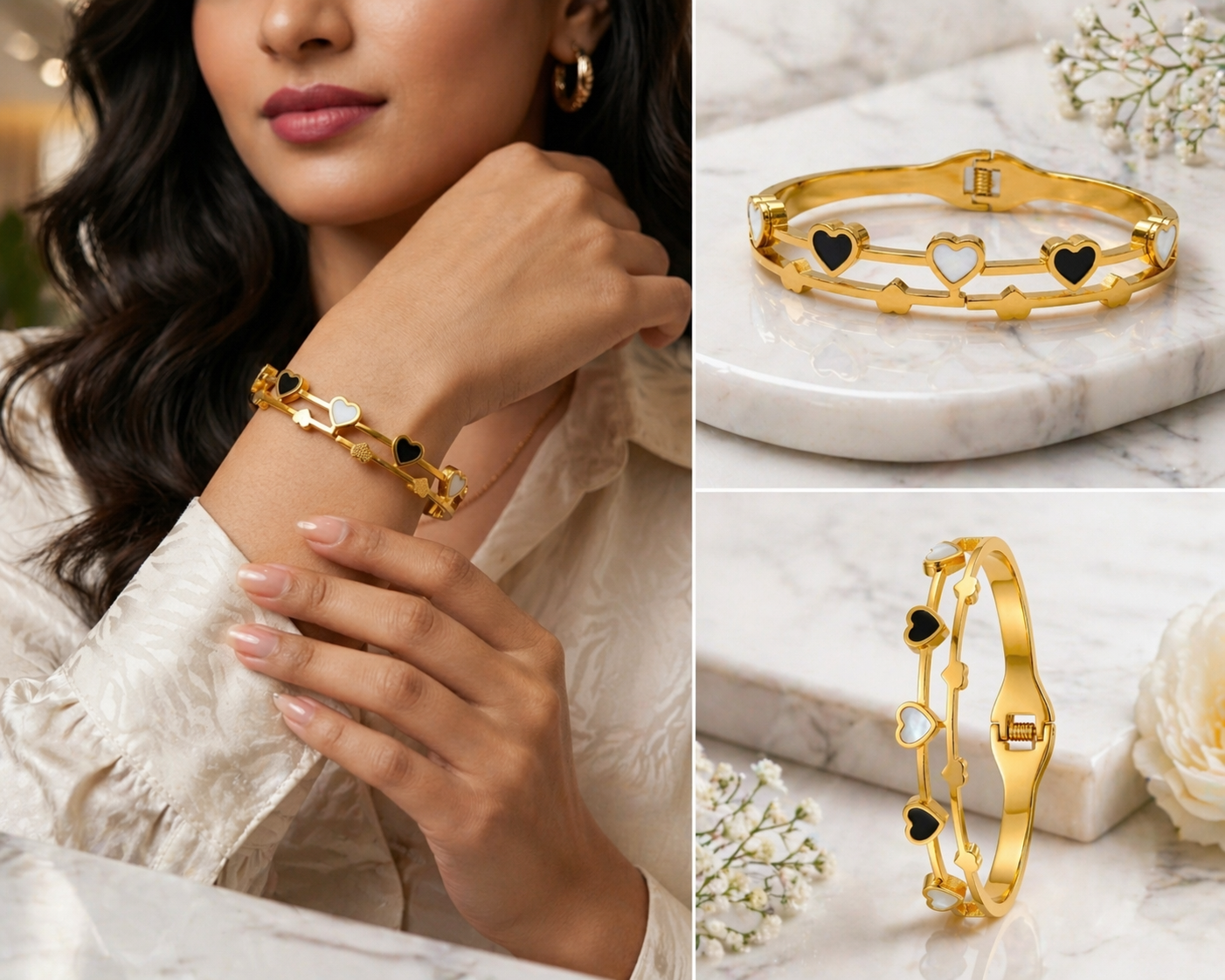 golden hearts harmony bracelet i gold polished anti tarnish stainless steel heart charm bracelet for women golden hearts harmony bracelet i gold polished anti tarnish stainless steel heart charm bracelet for women