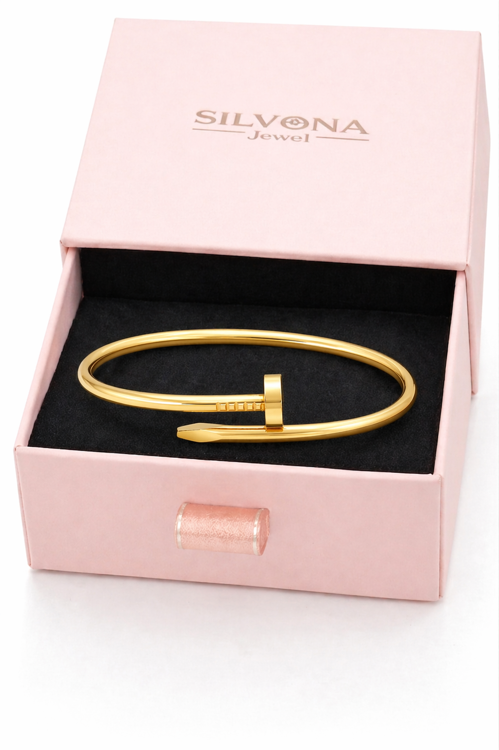gold polished luxe nail love bracelet for women gold polished luxe nail love bracelet for women