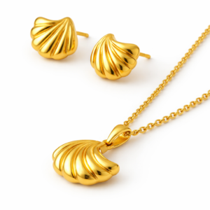gold polished seashell jewelry set for women &girls