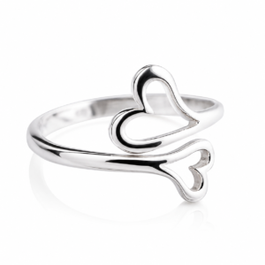silvona jewel open heart duo ring 925 sterling silver sterling silver rhodium plated ring