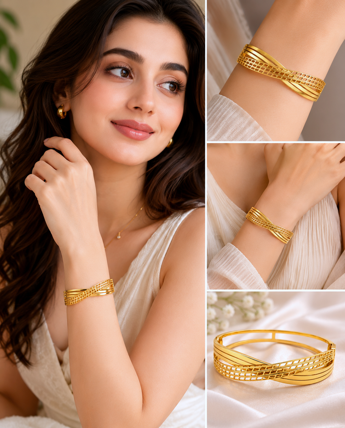 premium gold polished anti tarnish stainless steel bracelet for women stylish premium gold polished anti tarnish stainless steel bracelet for women stylish