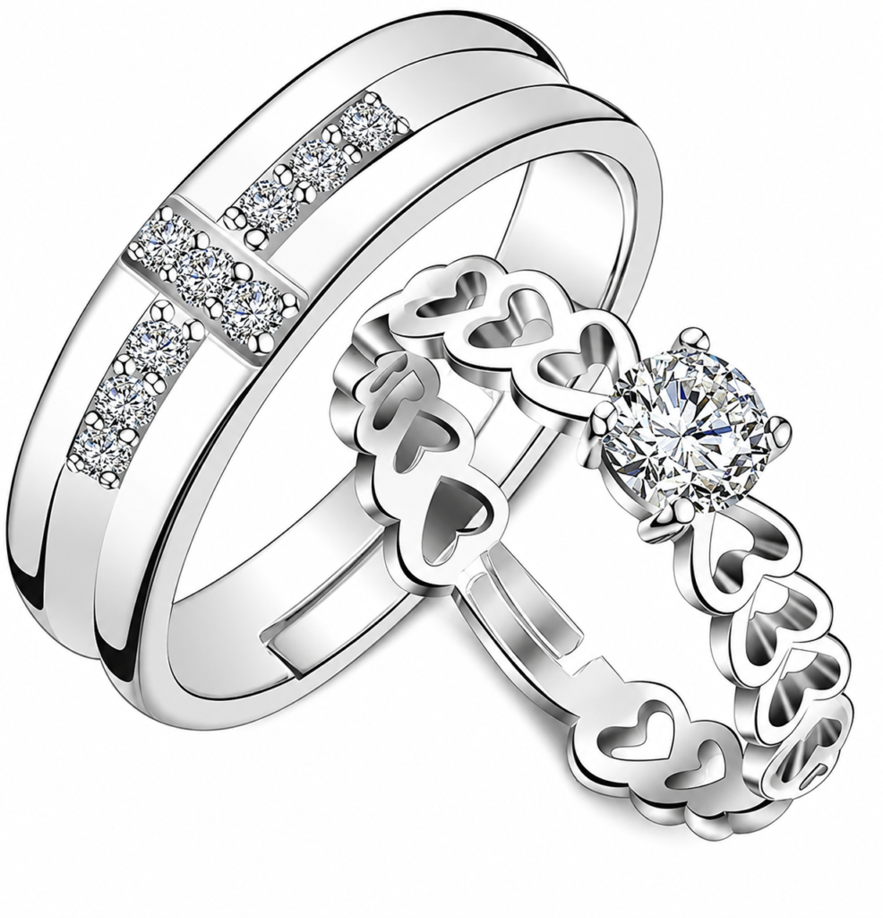 silvona jewel heartsync couple 925 sterling silver rings