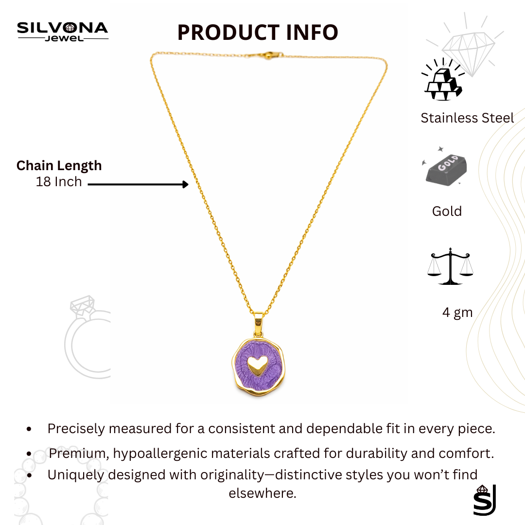 gold plated purple heart pendant necklace for women gold plated purple heart pendant necklace for women