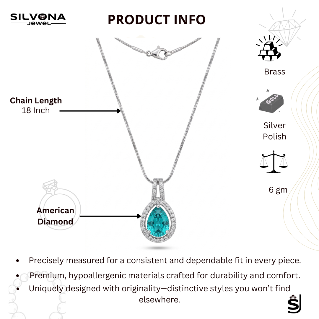 american diamond teardrop pendant necklace for women american diamond teardrop pendant necklace for women