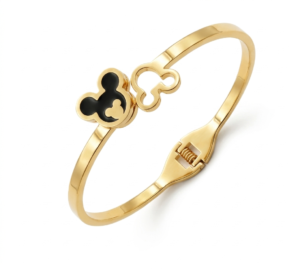 midnight mickey charm bracelet ,gold plated stainless steel bracelet