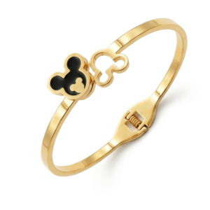 midnight mickey charm bracelet ,gold plated stainless steel bracelet