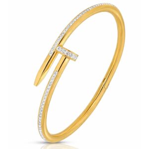 gold polished nail bangle bracelet for women stylish