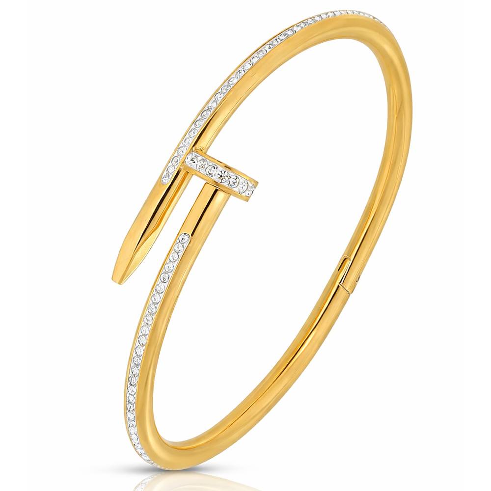 gold polished nail bangle bracelet for women stylish gold polished nail bangle bracelet for women stylish