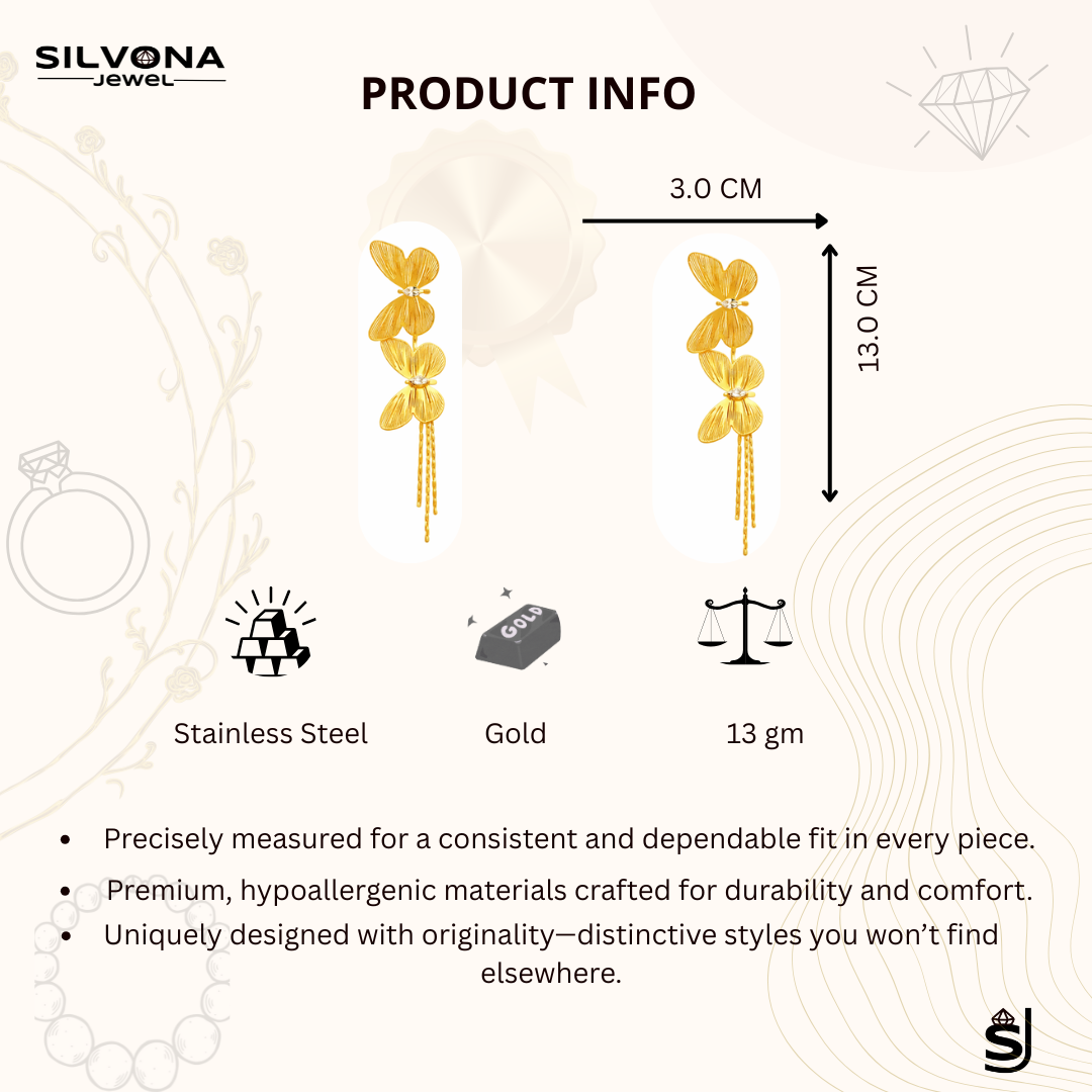 golden floral drop earrings for women golden floral drop earrings for women