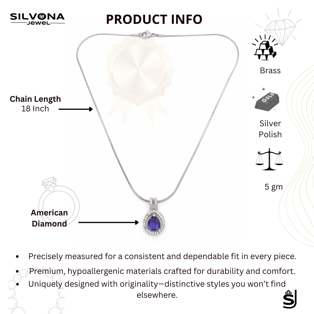 american diamond purple teardrop pendant necklace for women american diamond purple teardrop pendant necklace for women