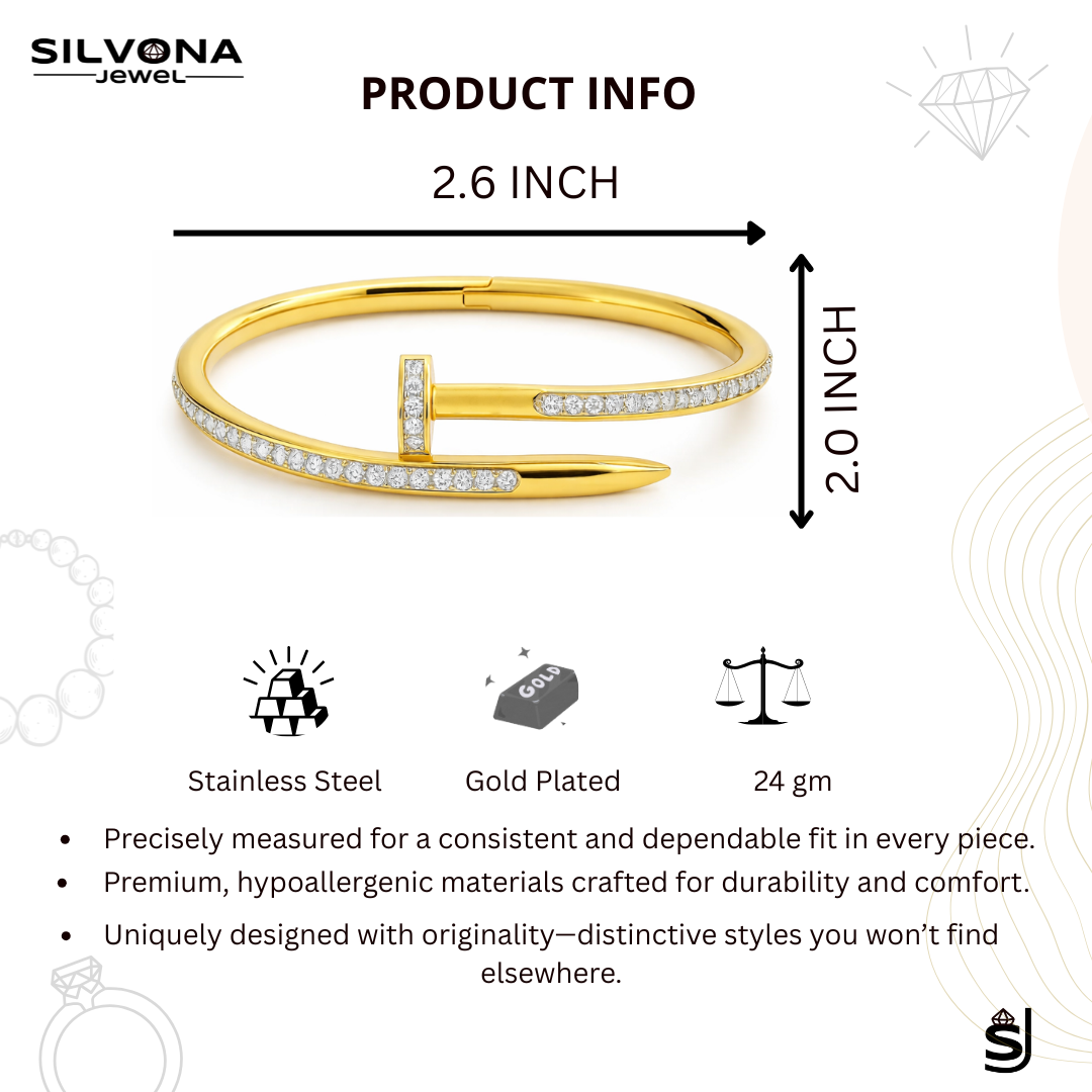 gold polished nail bangle bracelet for women stylish gold polished nail bangle bracelet for women stylish