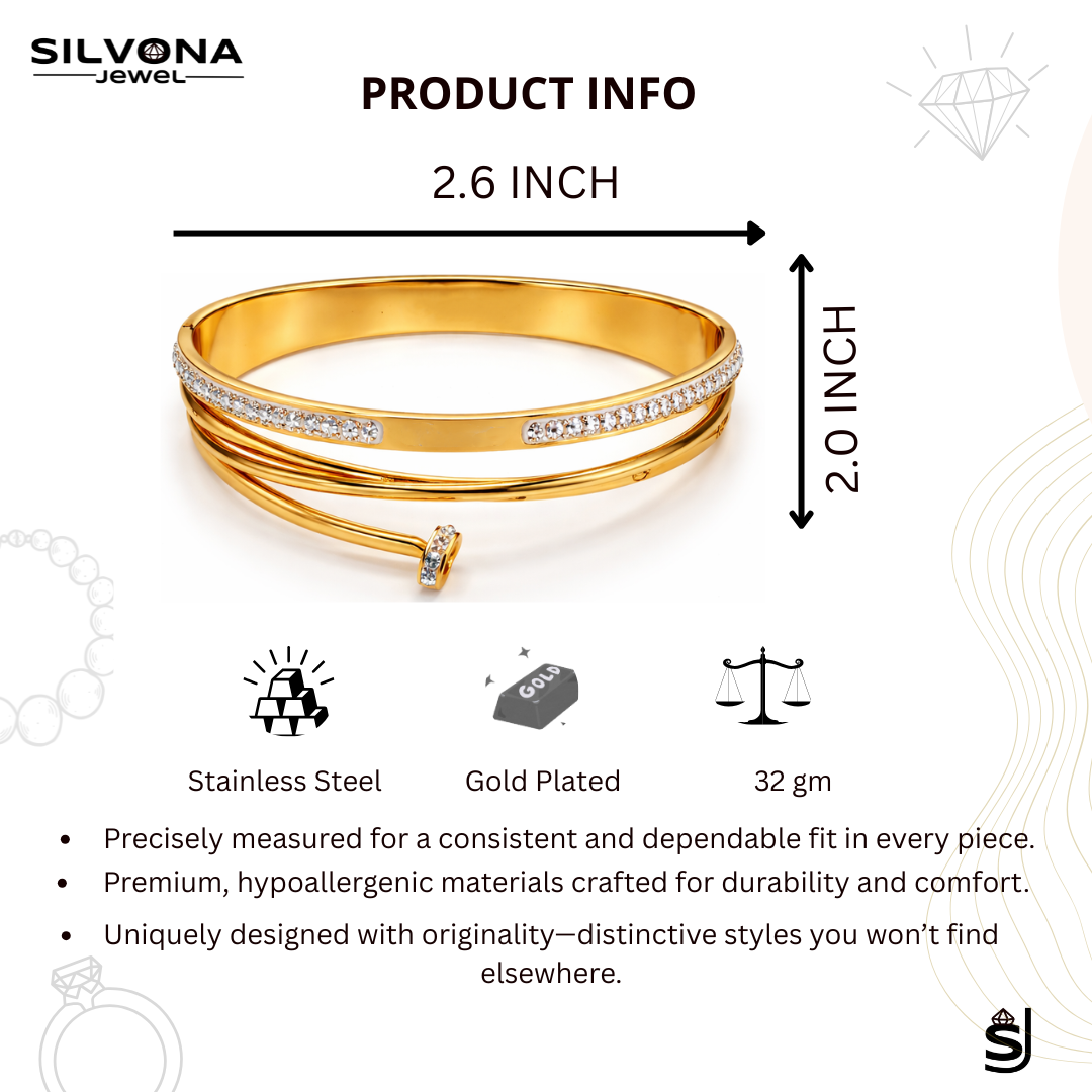 elegant designer gold plated crystal bangle for women elegant designer gold plated crystal bangle for women