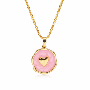 pink heart pendant necklace for women